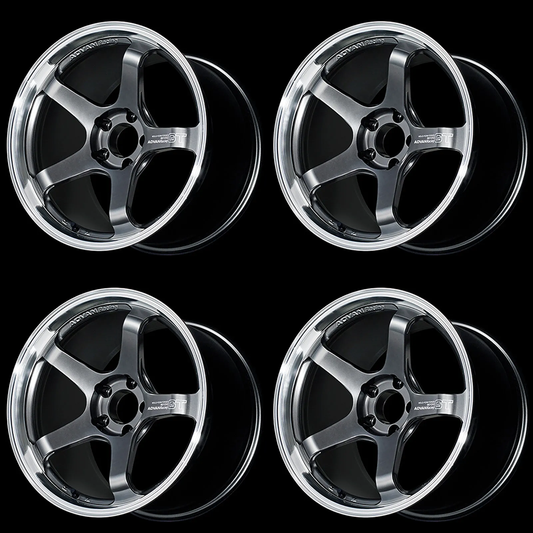 (set of 4) Advan GT Beyond Machined Hyper Platinum Black | 17x8" +45mm | 5x114.3mm Wheel