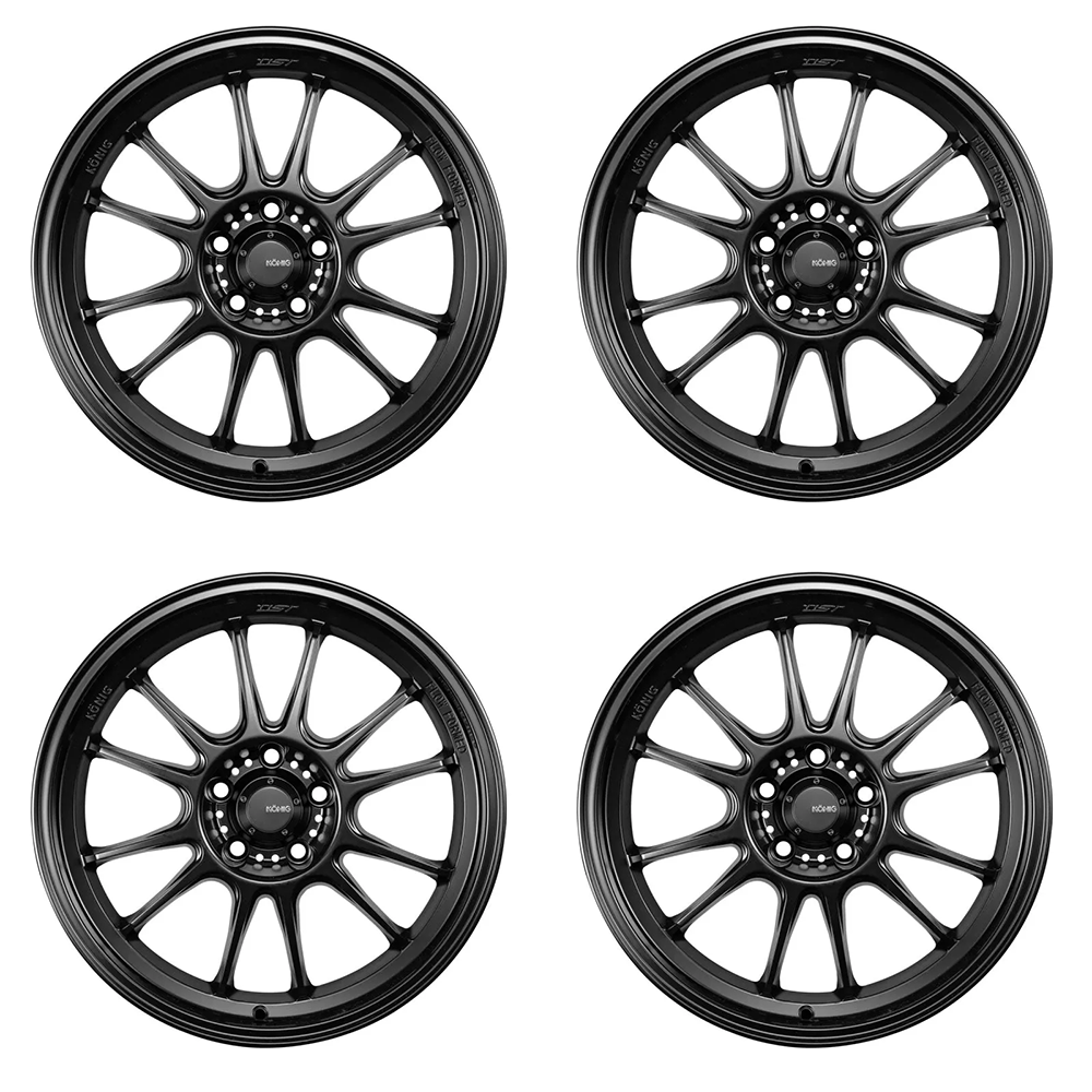 (set of 4) Konig Hypergram Matte Black | 18x12" +20mm | 5x120mm Wheel