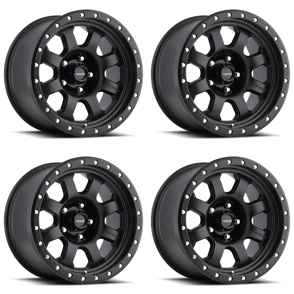 (set of 4) Raceline 929 Avenger Satin Black | 17x9" -12mm | 5x127mm Wheel