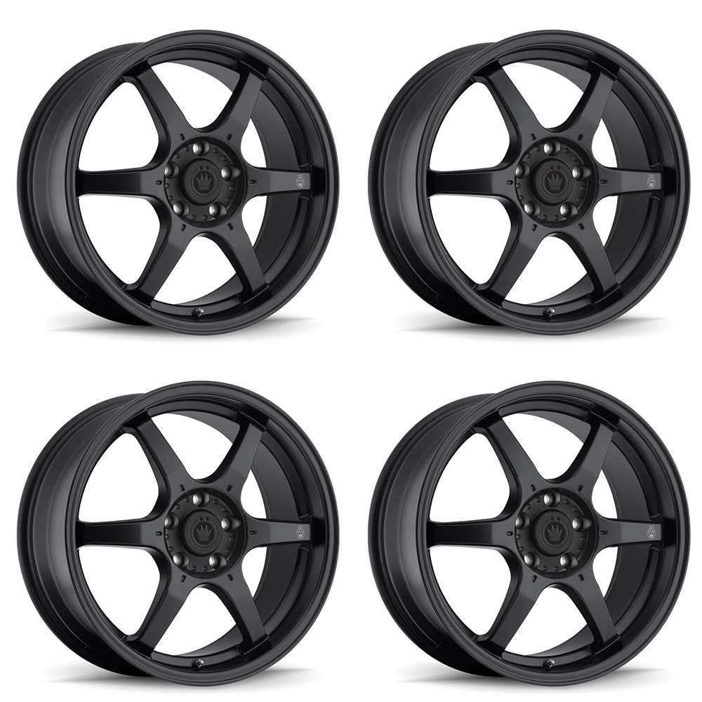 (set of 4) Konig Backbone Matte Black | 17x7.5" +35mm | 5x114.3mm Wheel