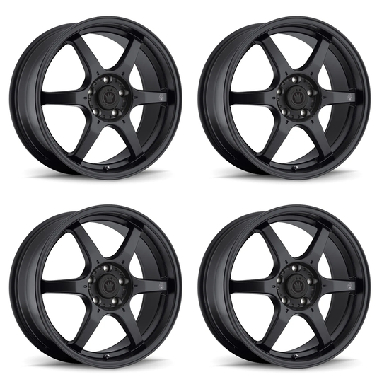 (set of 4) Konig Backbone Matte Black | 17x7.5" +35mm | 5x114.3mm Wheel