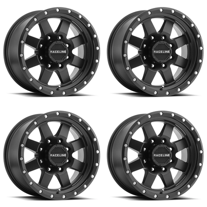 (set of 4) Raceline 935 Defender Satin Black | 15x5" +0mm | 5x114.3mm Wheel