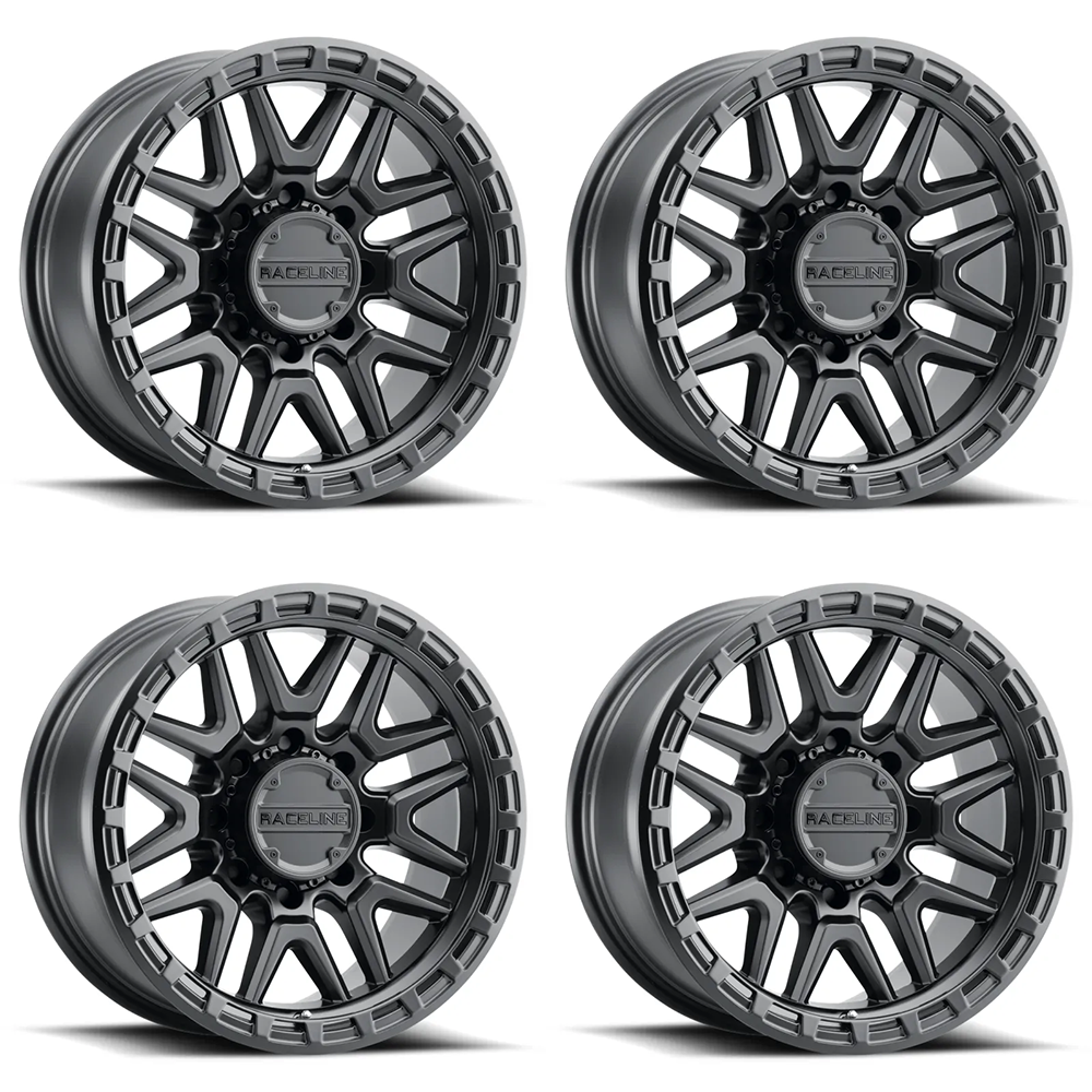 (set of 4) Raceline 953 Krank Satin Black | 18x9" -12mm | 6x139.7mm Wheel