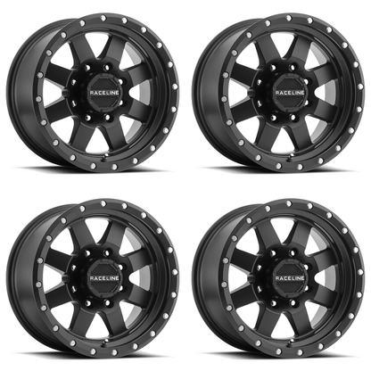(set of 4) Raceline 935 Defender Satin Black | 15x10" -50mm | 6x139.7mm Wheel