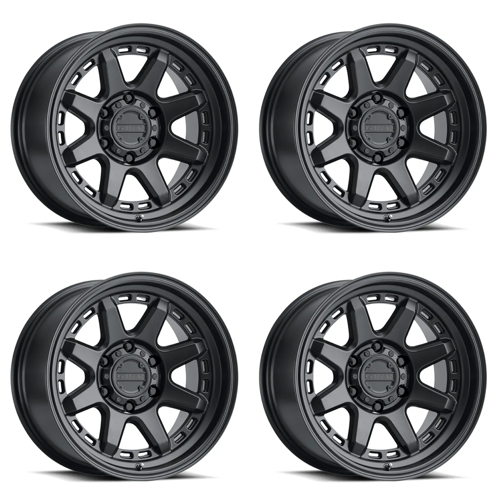 (set of 4) Raceline 947 Scout Satin Black | 17x8.5" +0mm | 6x135mm Wheel