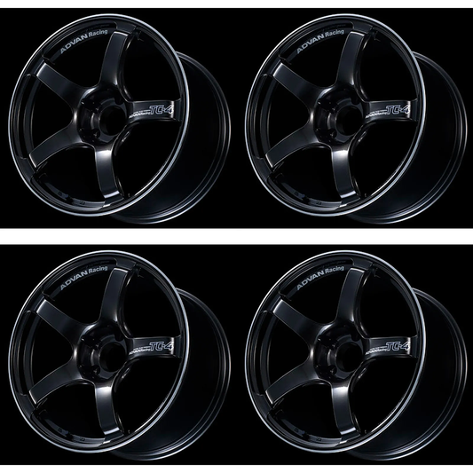 (set of 4) Advan TC4 Black Gunmetallic/Ring | 17x8" +54mm | 5x114.3mm Wheel