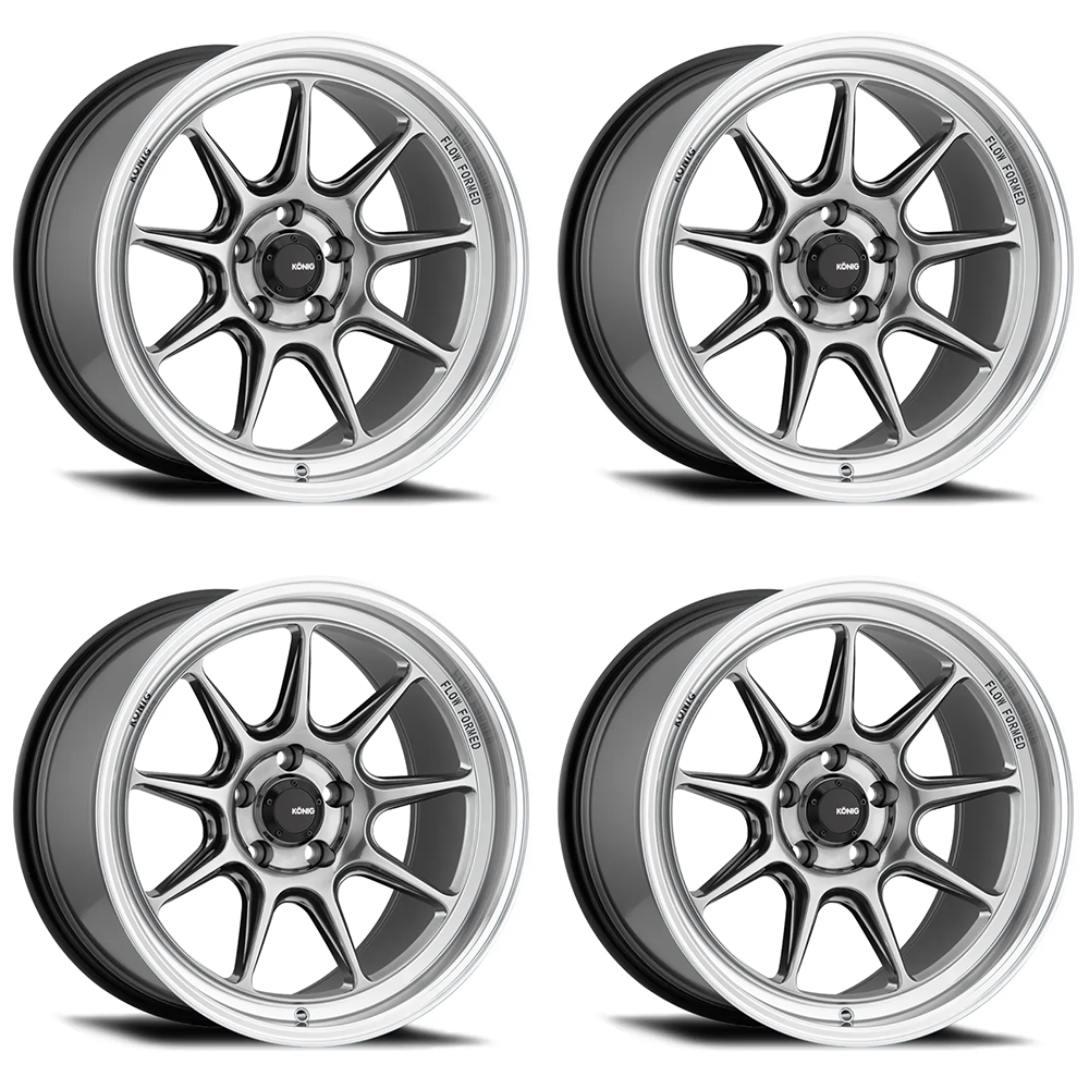 (set of 4) Konig Countergram Hyper Chrome / Machined Lip | 19x8.5" +43mm | 5x112mm Wheel