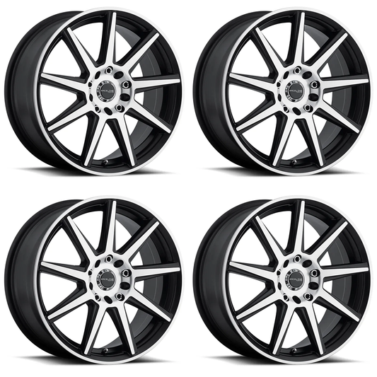 (set of 4) Raceline 144 Storm Black & Machined | 17x7.5" +40mm | 5x100/5x114.3mm Wheel
