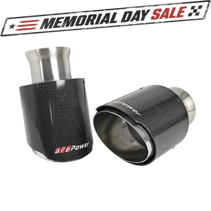 aFe 4-1/2in Carbon Fiber OE Replacement Exhaust Tips | Dodge Charger/Hellcat (15-19) (49C32068-C)