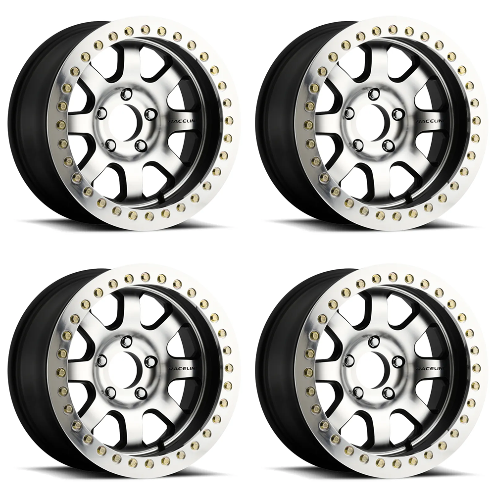 (set of 4) Raceline RT260 Avenger Black & Machined Beadlock | 17x8.5" -32mm | 6x139.7mm Wheel