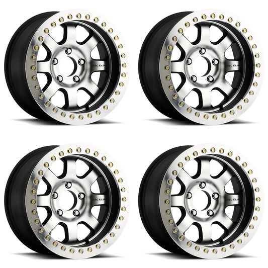 (set of 4) Raceline RT260 Avenger Black & Machined Beadlock | 17x8.5" -32mm | 6x139.7mm Wheel