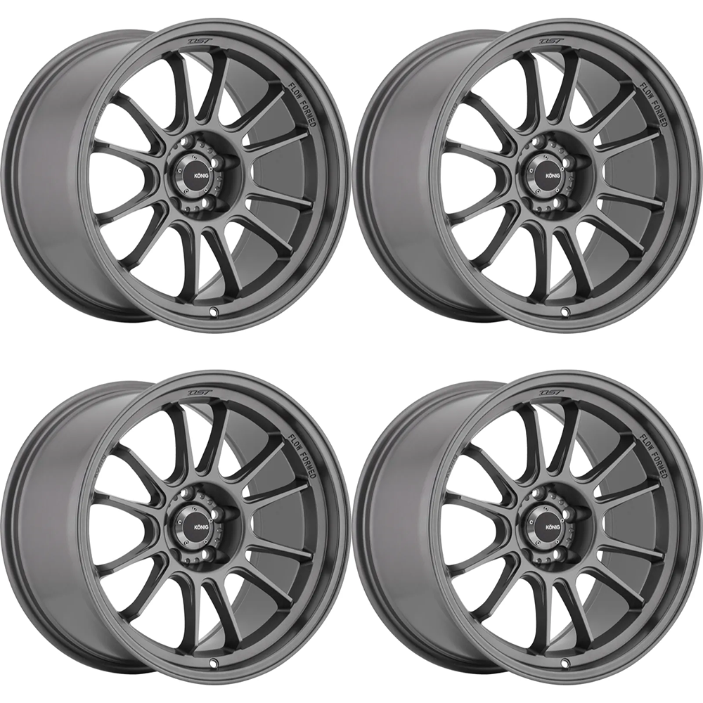 (set of 4) Konig Hypergram Matte Grey | 18x11" +25mm | 5x120mm Wheel