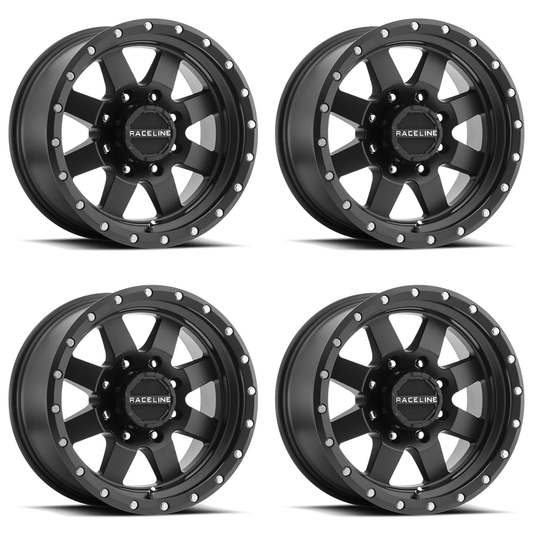 (set of 4) Raceline 935 Defender Satin Black | 15x8" -24mm | 5x114.3mm Wheel