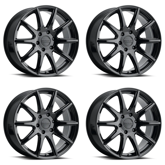 (set of 4) Raceline 159 Spike Gloss Black | 20x8.5" +35mm | 6x135mm Wheel