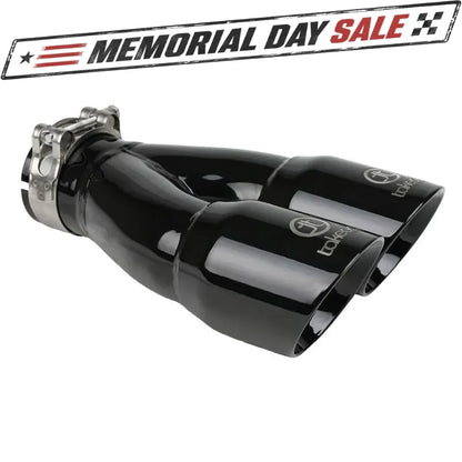 aFe 2.5in 304 Stainless Steel Clamp-on Exhaust Tip Dual Outlet Black | Takeda (49T25364-B10)