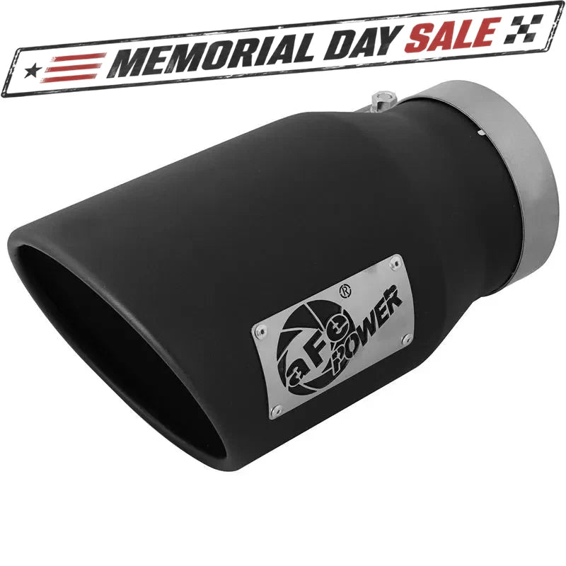 aFe 5in x 7in SS Clamp-On Exhaust Tip | Left Side Exit Black (49T50702-B12)