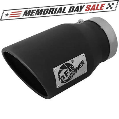 aFe 5in x 7in SS Clamp-On Exhaust Tip | Left Side Exit Black (49T50702-B12)