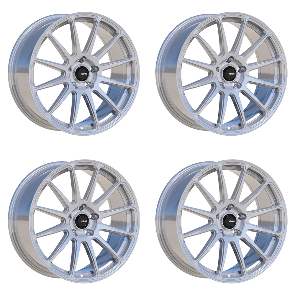 (set of 4) Konig Aeris Steel Silver | 18x8" +40mm | 5x114.3mm Wheel