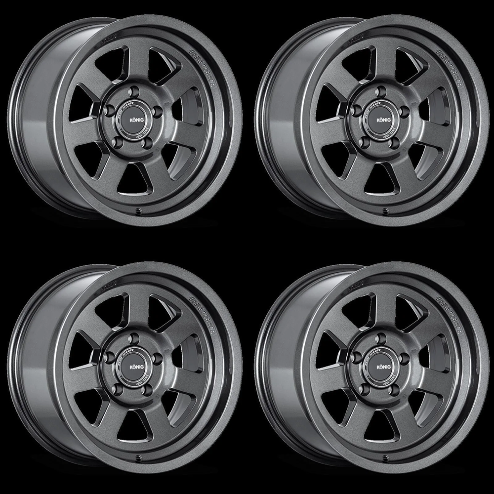 (set of 4) Konig HT2 Gloss Anthracite | 18x9" +0mm | 5x127mm Wheel