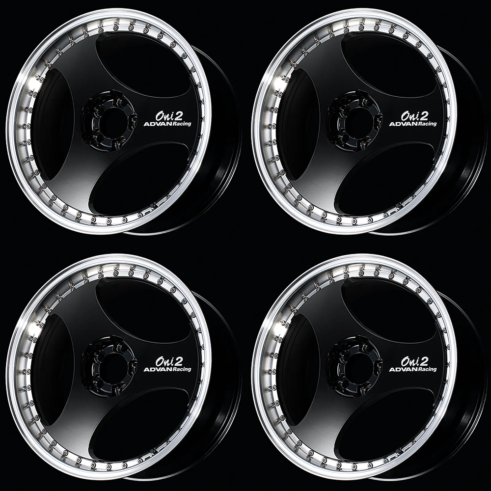 (set of 4) Advan ONI2 Progressive Machining/Racing Gloss Black | 20x9.5" +25mm | 5x112mm Wheel