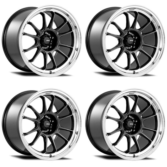 (set of 4) Konig Hypergram Metallic Carbon W/ Machined Lip | 18x11" +15mm | 5x114.3mm Wheel