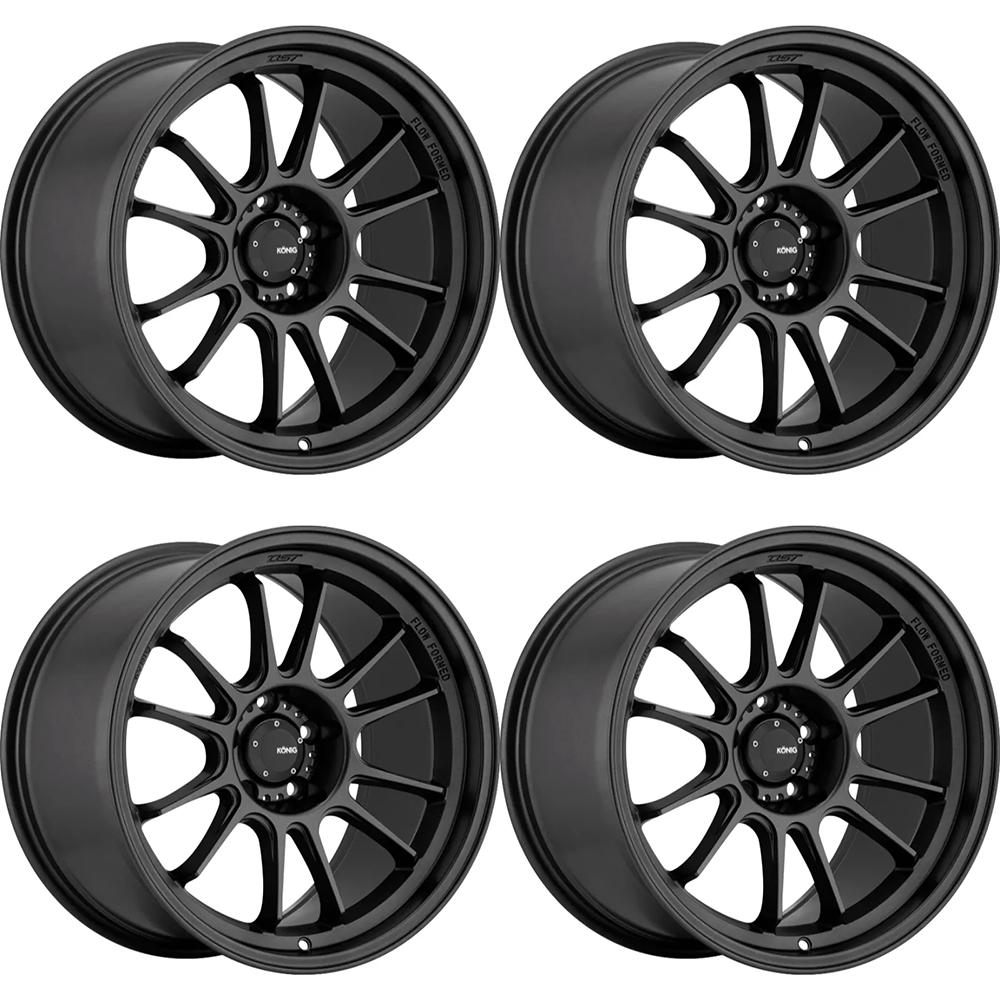 (set of 4) Konig Hypergram Matte Black | 18x11" +25mm | 5x120mm Wheel