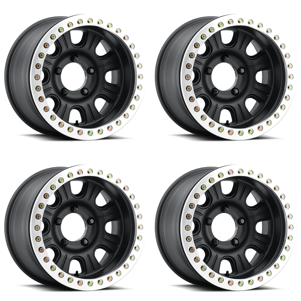 (set of 4) Raceline RT231 Monster Black & Machined Ring Beadlock | 17x8.5" +0mm | 5x127mm Wheel