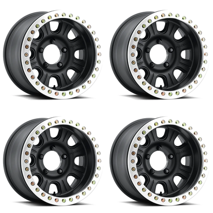 (set of 4) Raceline RT231 Monster Black & Machined Ring Beadlock | 17x8.5" +0mm | 5x127mm Wheel