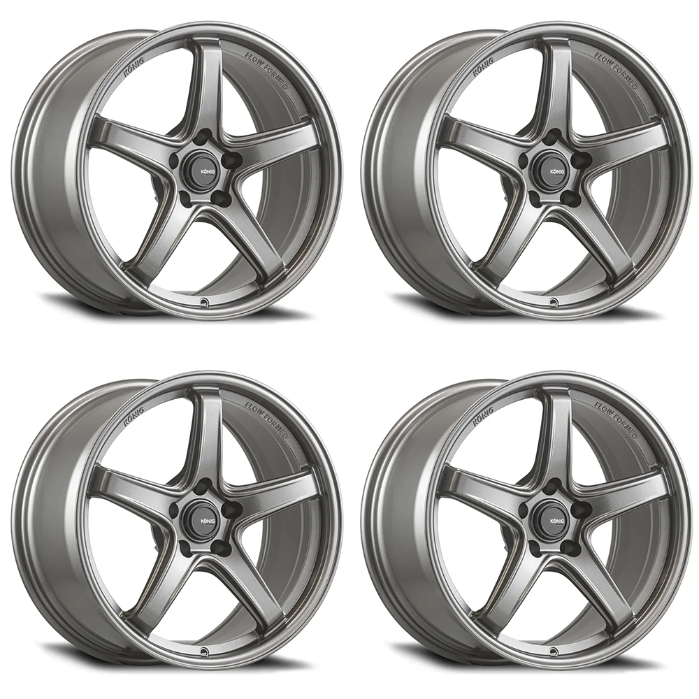 (set of 4) Konig Hypergram Matte Grey | 17x9" +42mm | 5x112mm Wheel