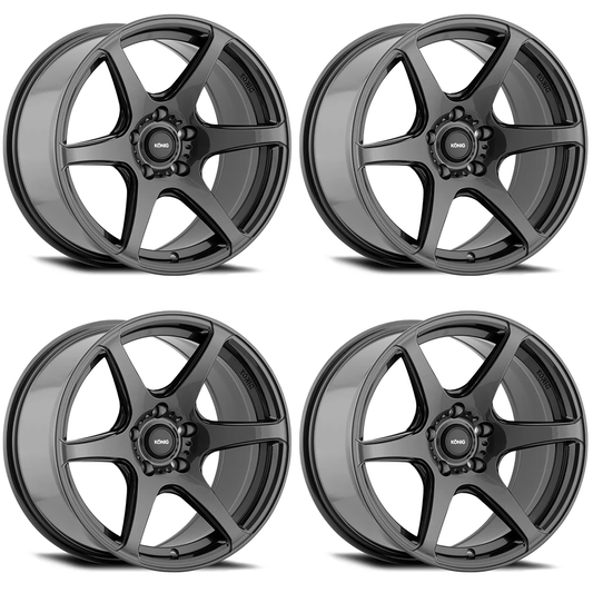 (set of 4) Konig Tandem Gloss Graphite | 18x8" +35mm | 5x120mm Wheel