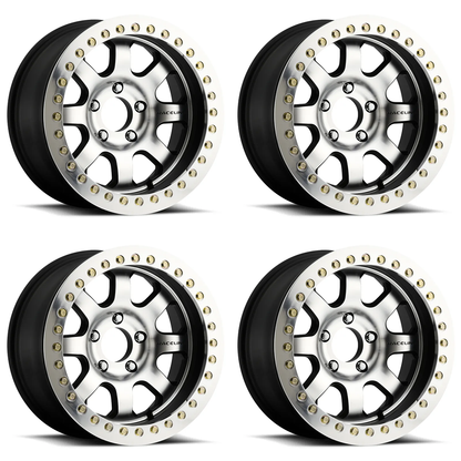 (set of 4) Raceline RT260 Avenger Black & Machined Beadlock | 17x8.5" -32mm | 5x114.3mm Wheel