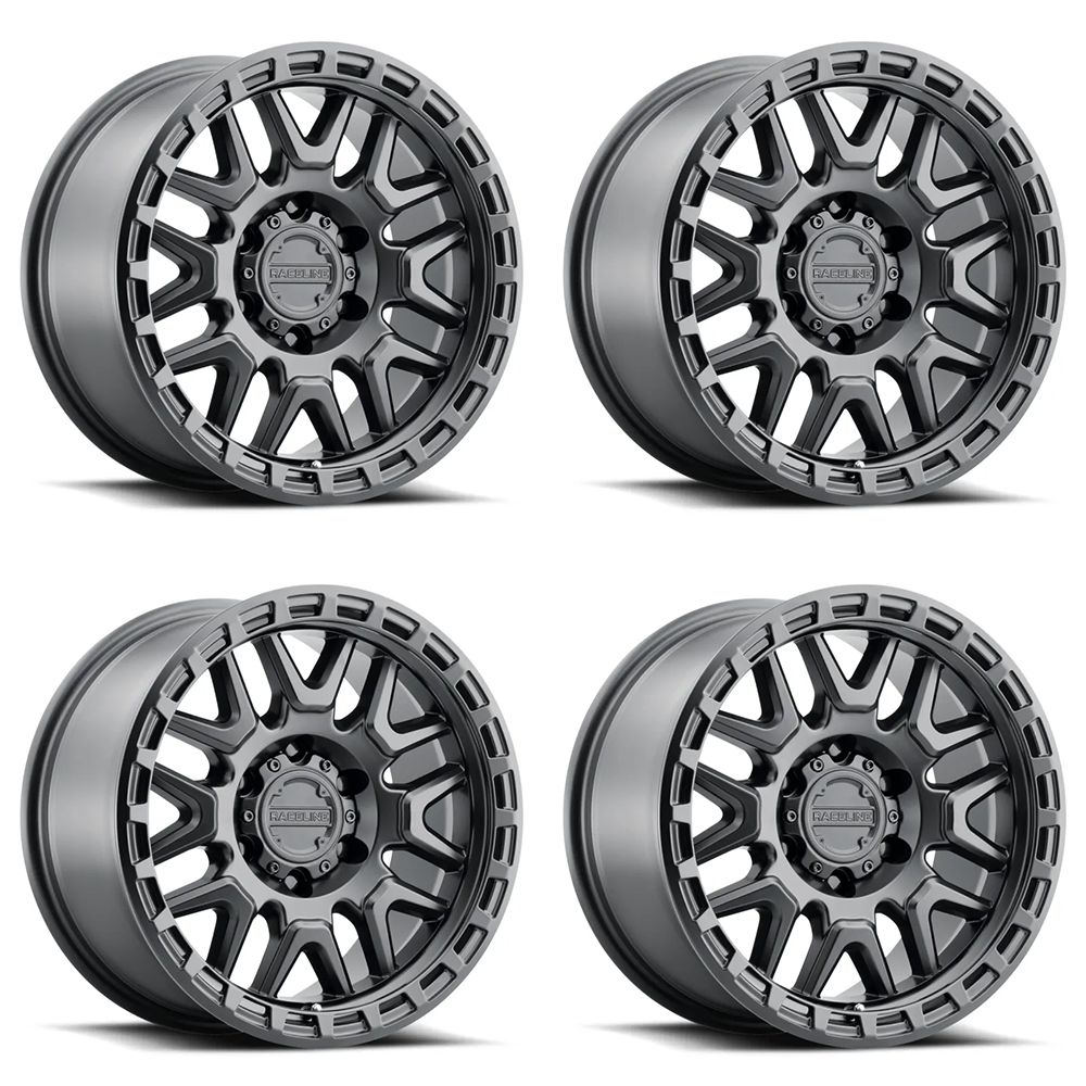 (set of 4) Raceline 953 Krank Satin Black | 20x9" +0mm | 6x139.7mm Wheel