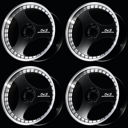 (set of 4) Advan ONI2 Progressive Machining/Racing Gloss Black | 20x10" +31mm | 5x114.3mm Wheel