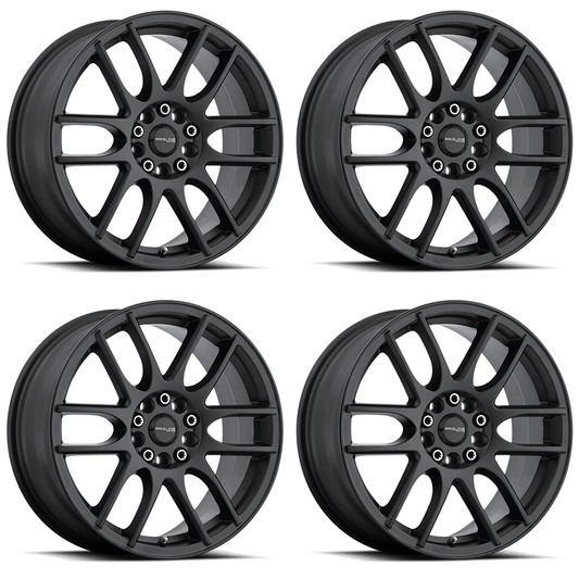 (set of 4) Raceline 141 Mystique Satin Black | 18x7.5" +42mm | 5x100/5x114.3mm Wheel