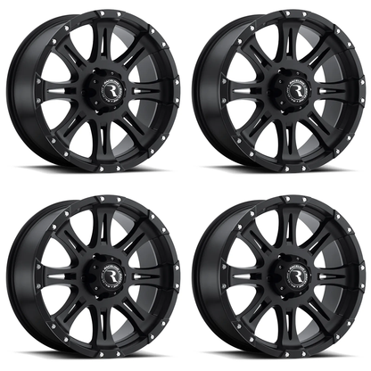 (set of 4) Raceline 981 Raptor Satin Black | 16x8" +0mm | 5x127mm Wheel