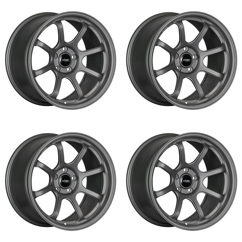 (set of 4) Konig F6SX Satin Grey | 18x11" +40mm | 5x112mm Wheel