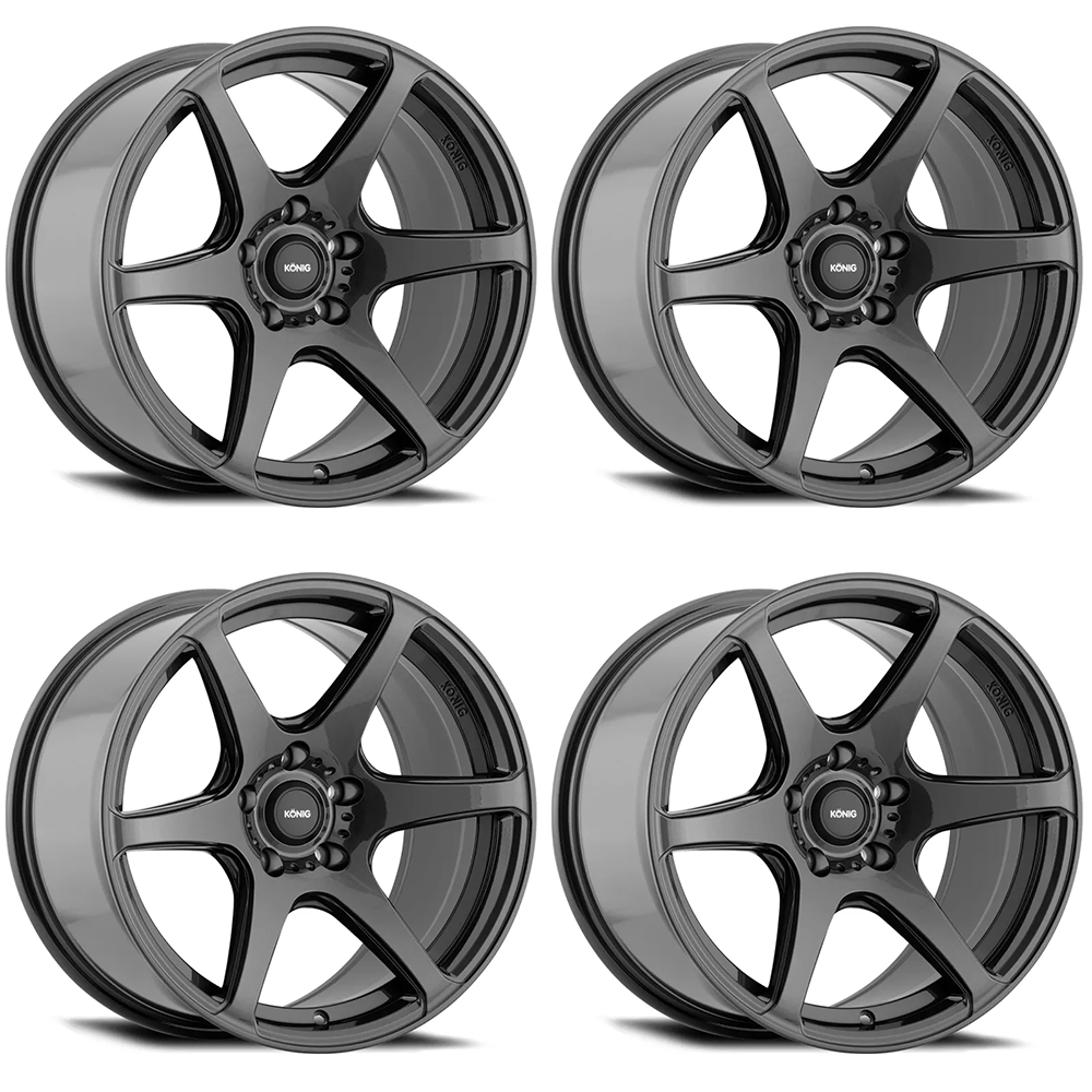 (set of 4) Konig Tandem Gloss Graphite | 17x8" +45mm | 5x114.3mm Wheel