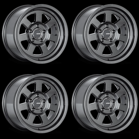 (set of 4) Konig HT2 Gloss Anthracite | 17x8.5" -6mm | 6x139.7mm Wheel