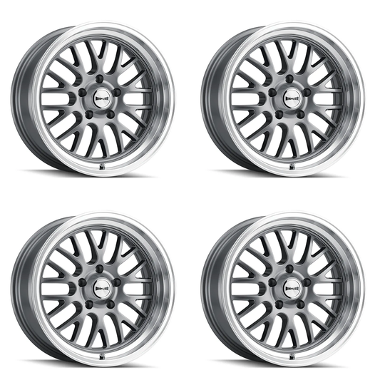 (set of 4) Ridler Wheels 607 Gloss Grey Machined | 18x9.5" +6mm | 5x120.65mm Wheels