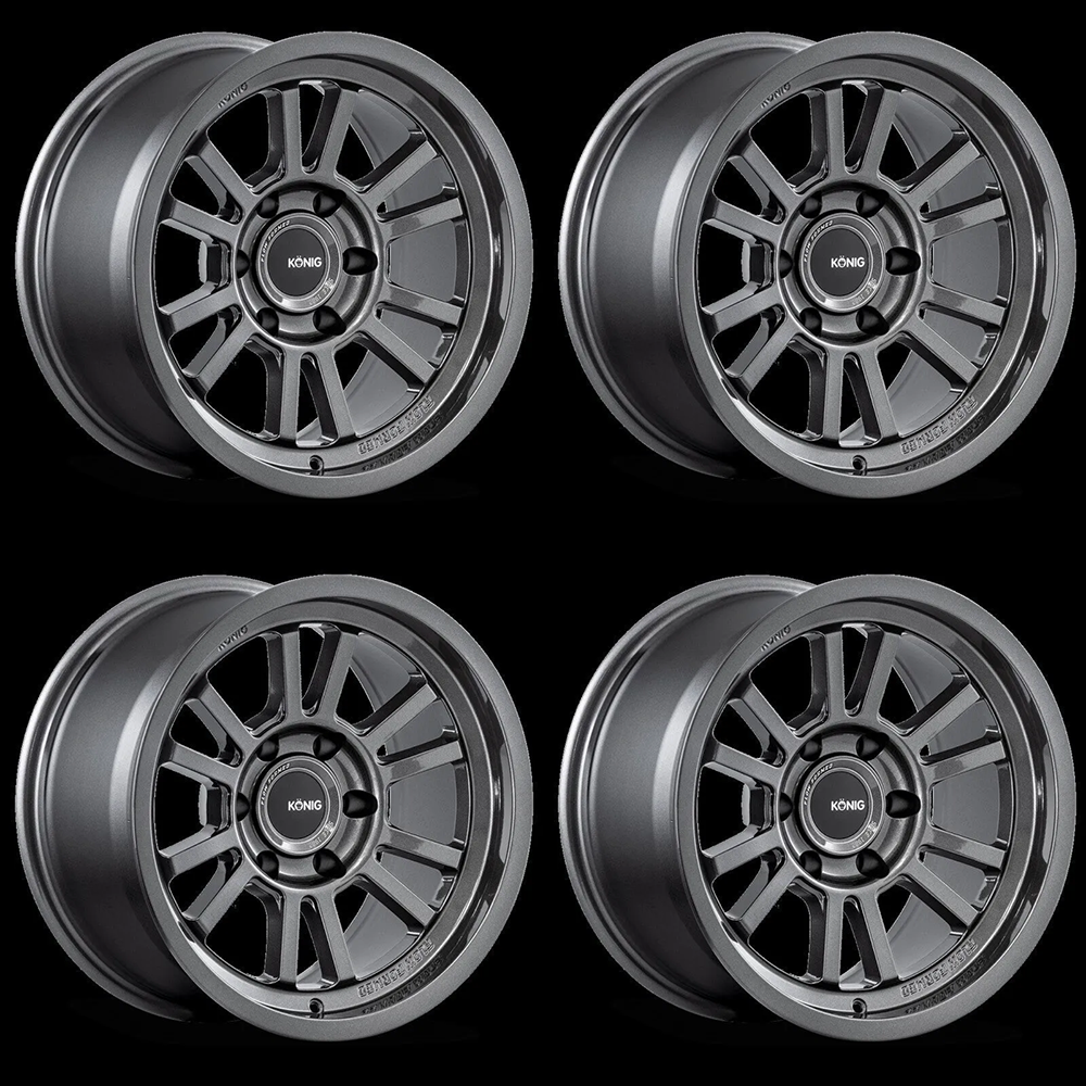 (set of 4) Konig HT1 Gloss Anthracite | 18x9" +0mm | 6x139.7mm Wheel