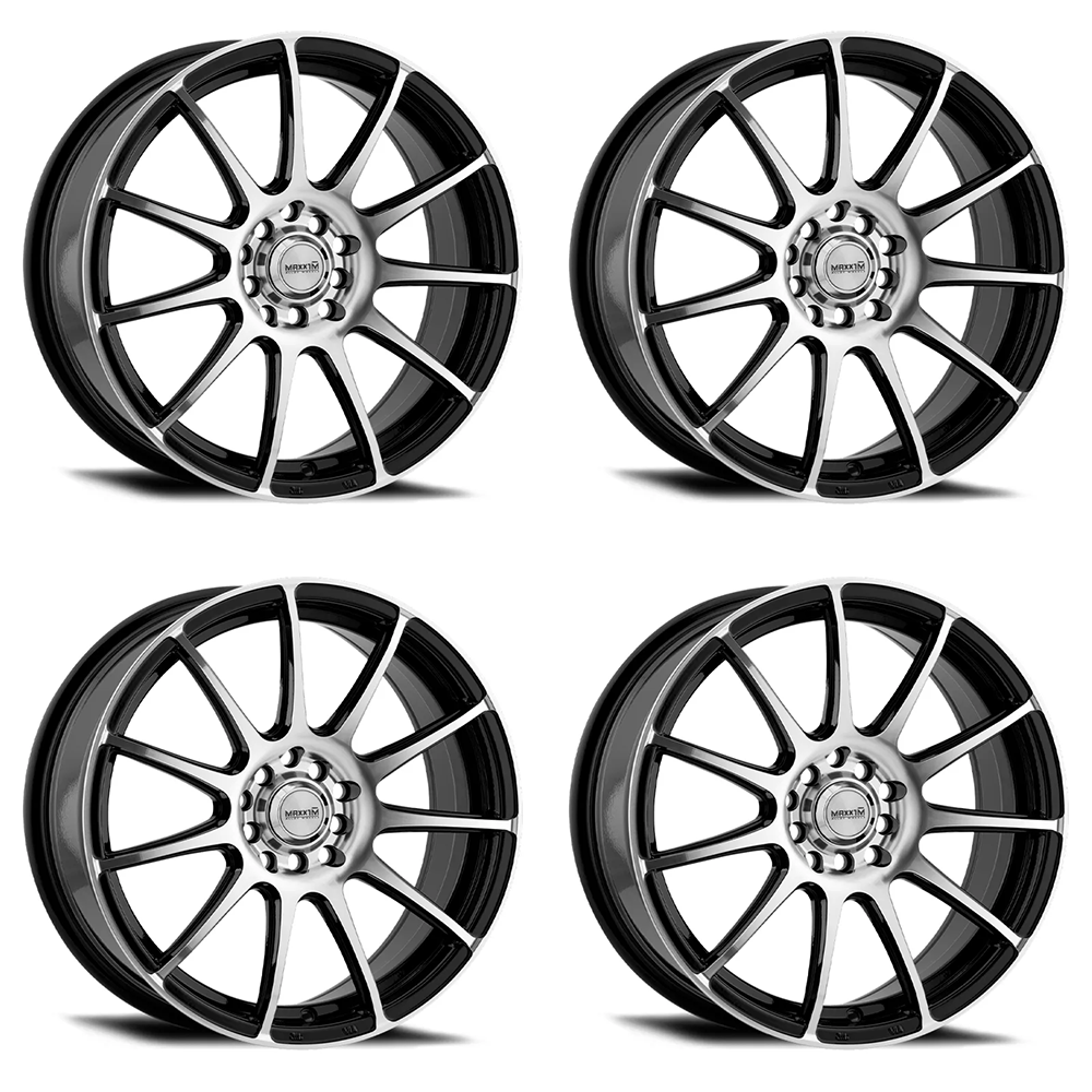 (set of 4) Konig Maxxim Champ Machined Face / Gloss Black | 17x7" +40mm | 10x100/114.3mm Wheel