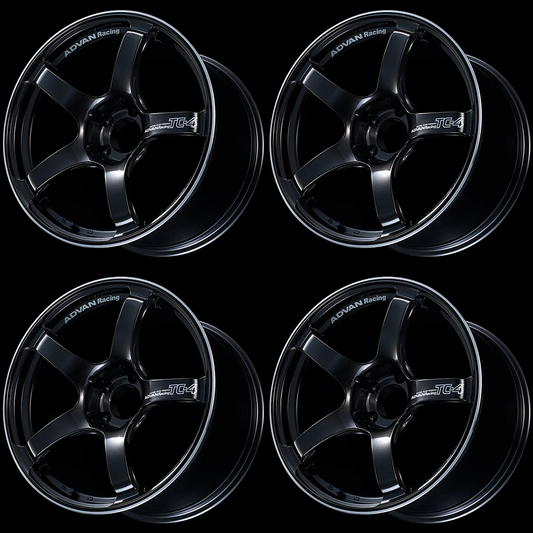 (set of 4) Advan TC4 Racing Black Gunmetallic/Ring | 18x9" +53mm | 5x120mm Wheel