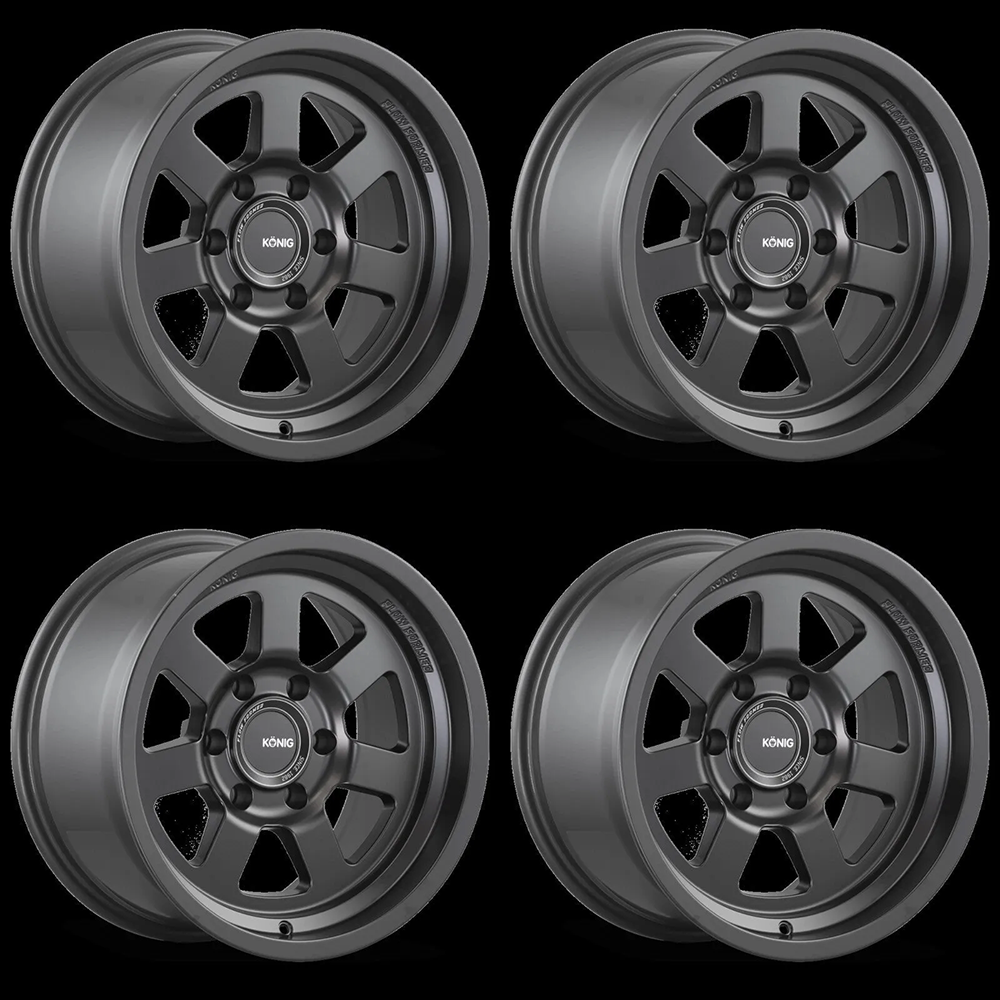 (set of 4) Konig HT2 Matte Black | 17x8.5" -6mm | 6x139.7mm Wheel