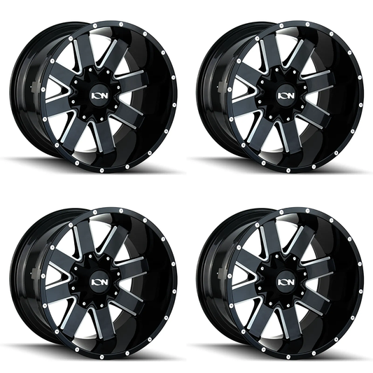 (set of 4) ION Wheels Type 141 Gloss Black Milled | 20x10" -19mm | 8x165.1mm Wheels