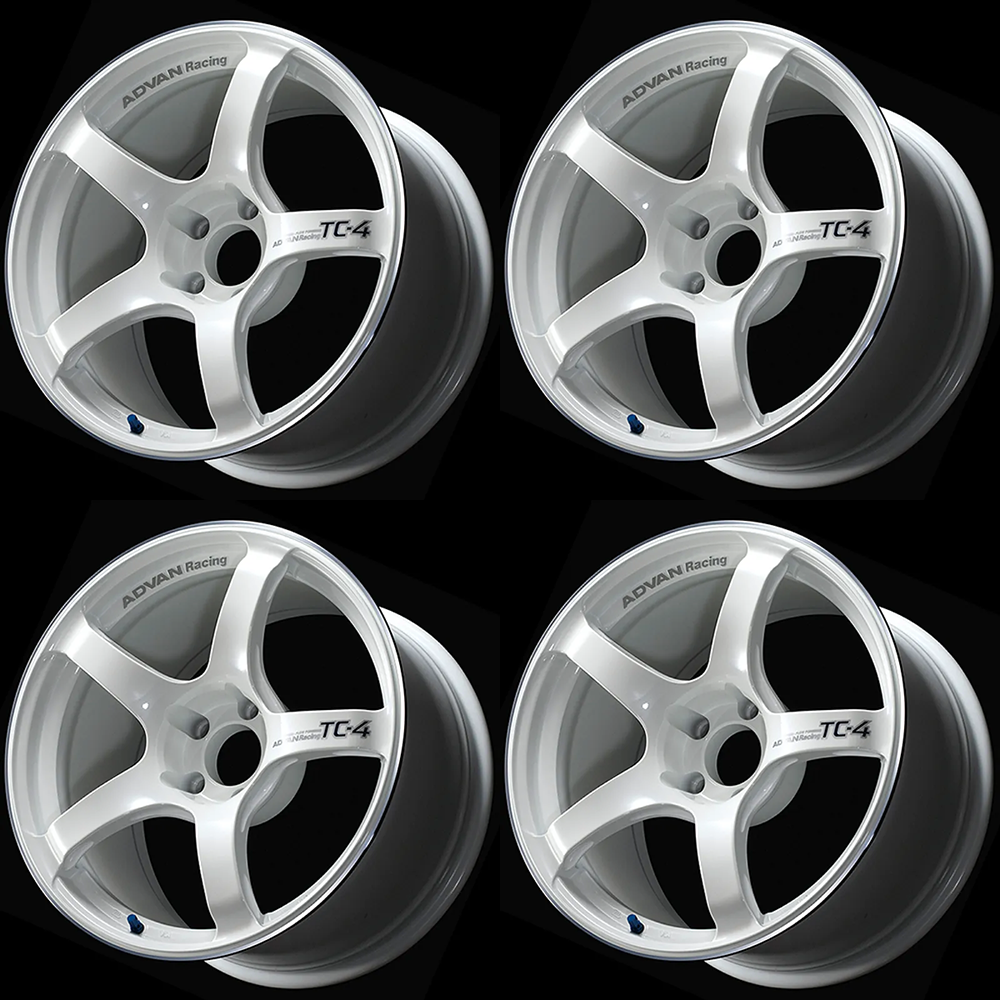 (set of 4) Advan TC4 Racing White Metallic/Ring | 18x9.5" +45mm | 5x114.3mm Wheel