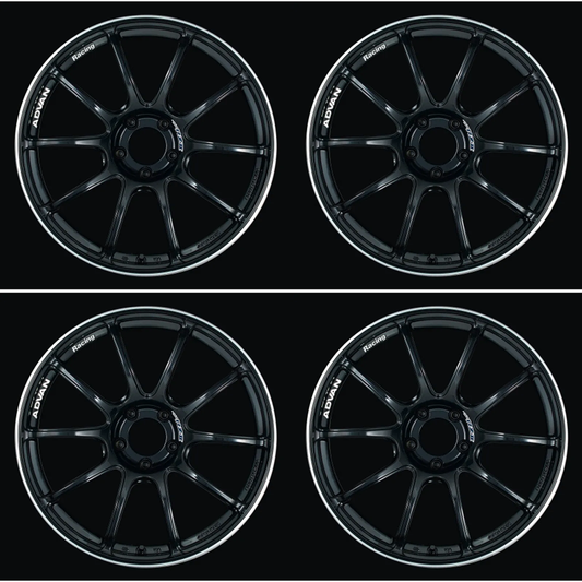(set of 4) Advan RZII Racing Gloss Black/Ring | 17x8" +45mm | 5x114.3mm Wheel