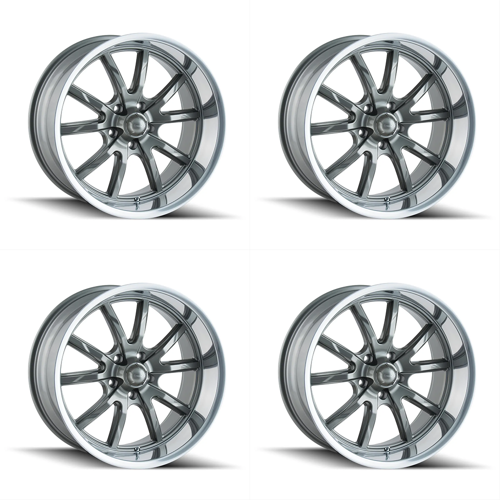 (set of 4) Ridler Wheels 650 Gloss Grey Polished | 18x9.5" +0mm | 5x114.3mm Wheels