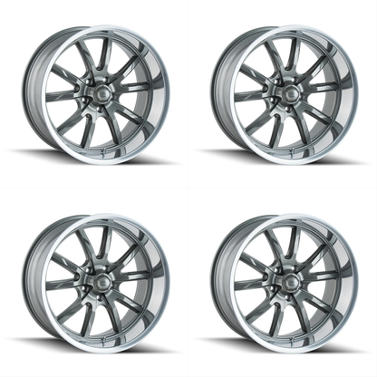 (set of 4) Ridler Wheels 650 Gloss Grey Polished | 18x9.5" +0mm | 5x114.3mm Wheels