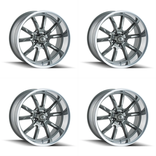 (set of 4) Ridler Wheels 650 Gloss Grey Polished | 18x9.5" +0mm | 5x114.3mm Wheels