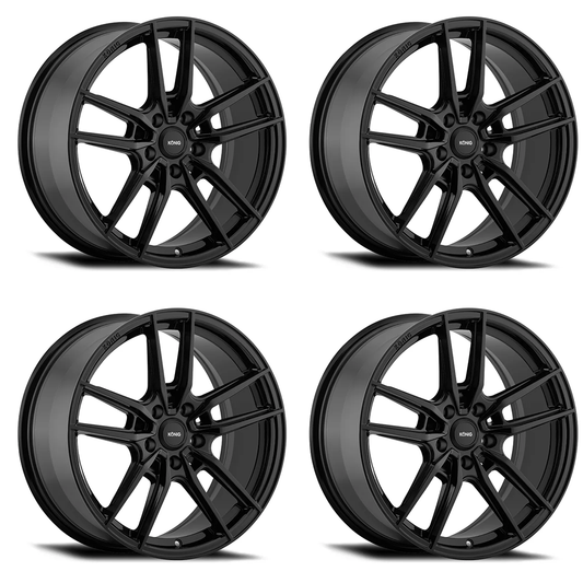 (set of 4) Konig Myth Gloss Black | 17x8" +43mm | 5x108mm Wheel